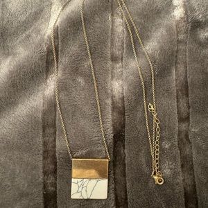 Universal Thread Gold Long Marble Pendant Necklace